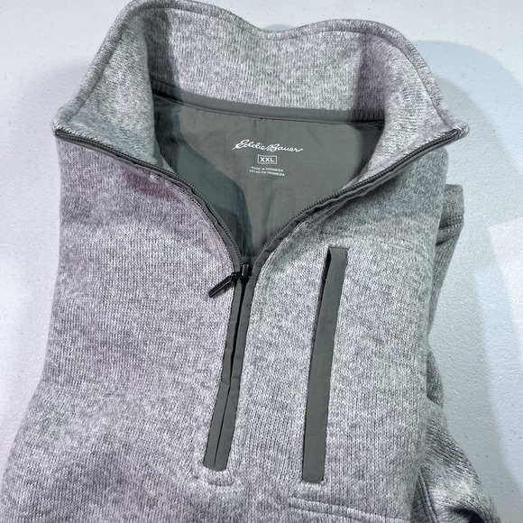 Eddie Bauer Men's Grey 1/4 Zip Pullover Sweater 2XL Polyester Fleece High Neck - Picture 1 of 10
